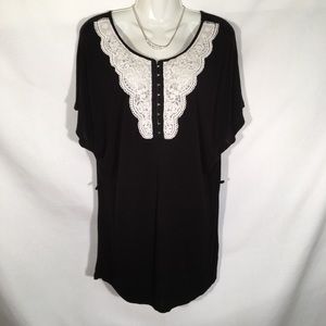 H&M Divided Short Sleeve Blouse Black Top Size 4